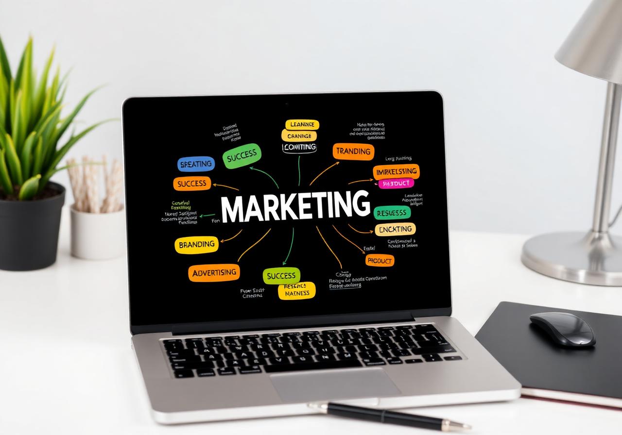 Marketing concept on laptop